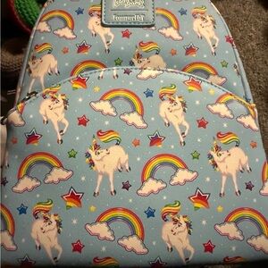 Loungefly Pastel Blue Lisa Frank Unicorn and Rainbow Backpack